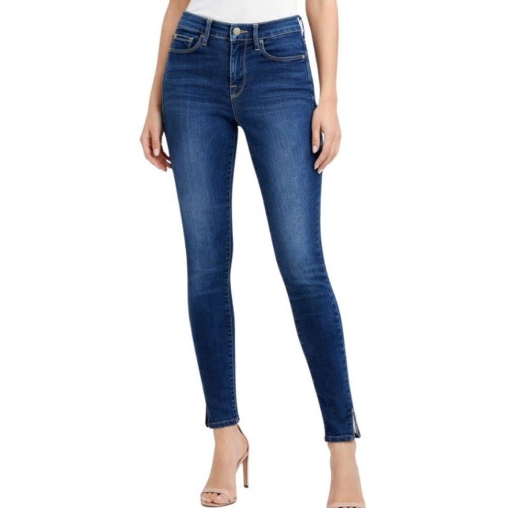 FRAME Le Skinny de Jeanne Fellah Jeans Mid Rise Ankle Slit Skinny Denim Size25